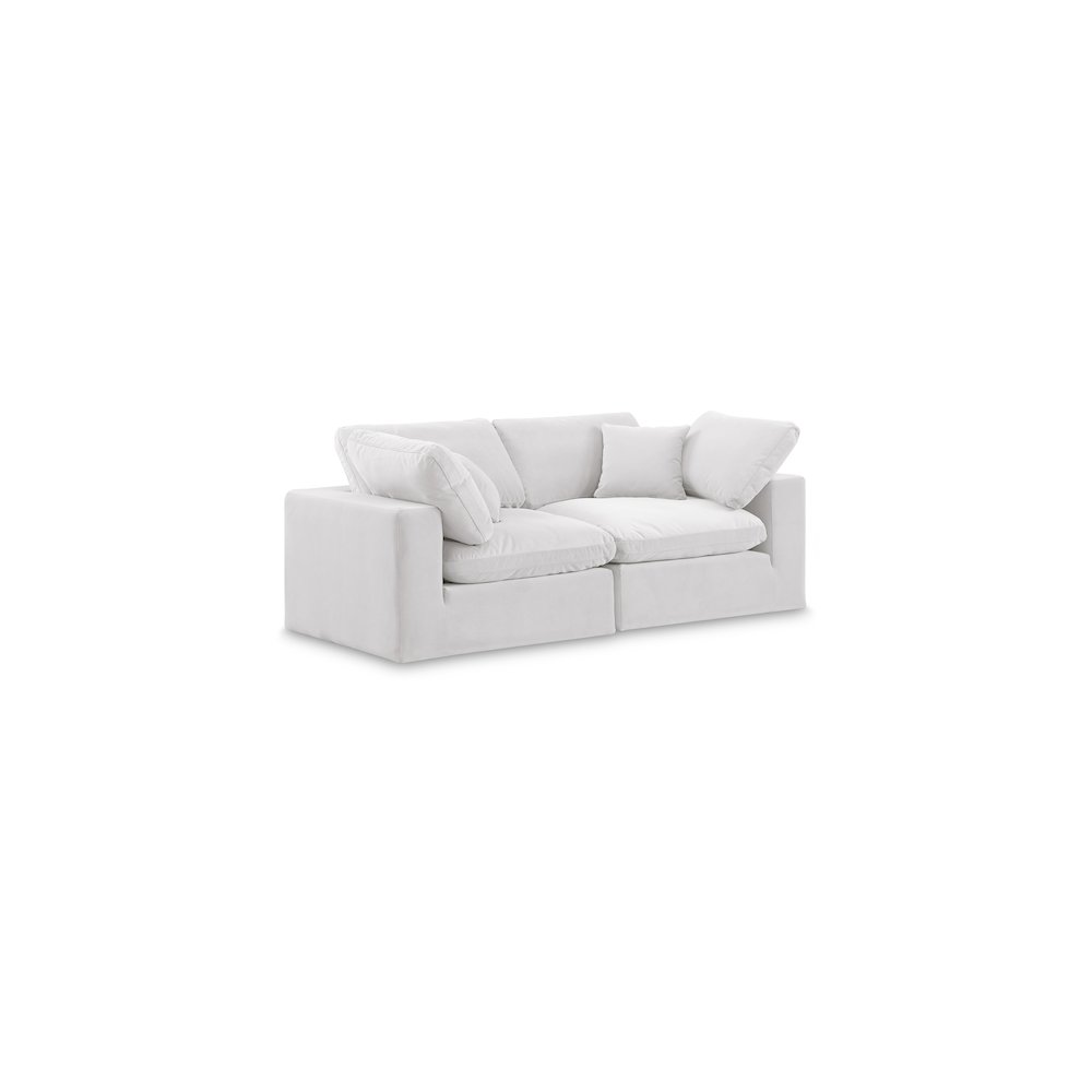 Comfy Cream Velvet Modular Sofa. Picture 1