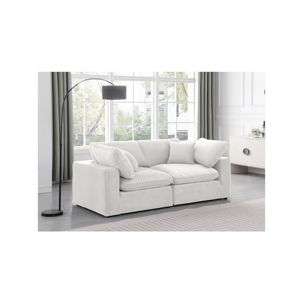 Comfy Cream Velvet Modular Sofa. Picture 2