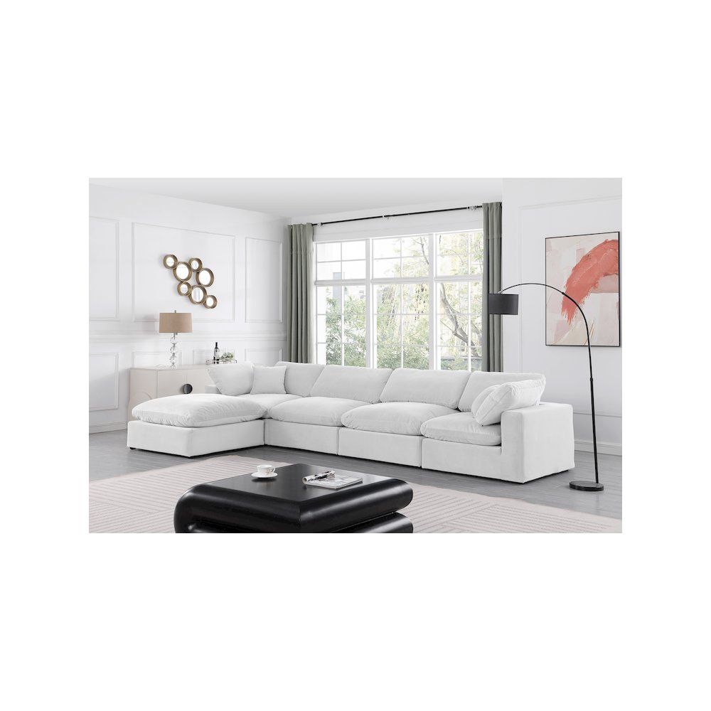 Comfy Cream Velvet Modular Sectional. Picture 3