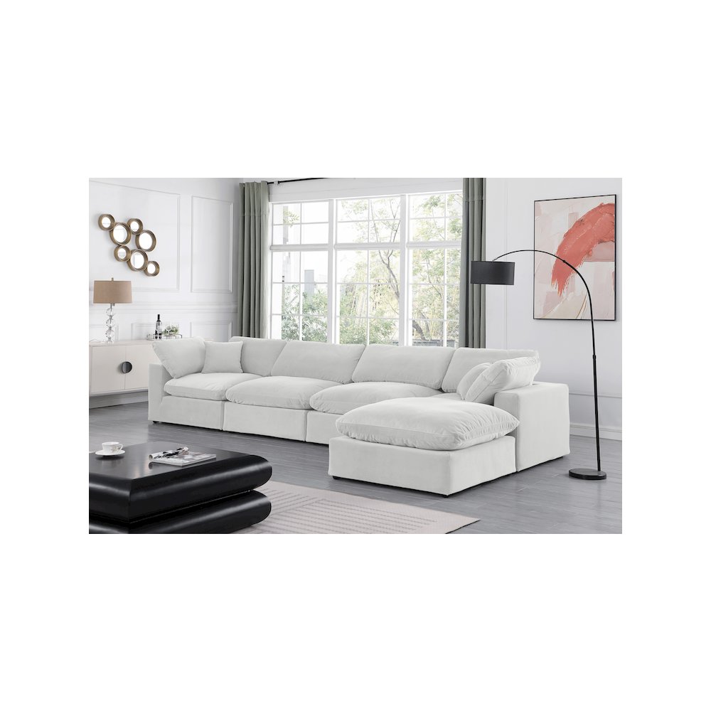 Comfy Cream Velvet Modular Sectional. Picture 4