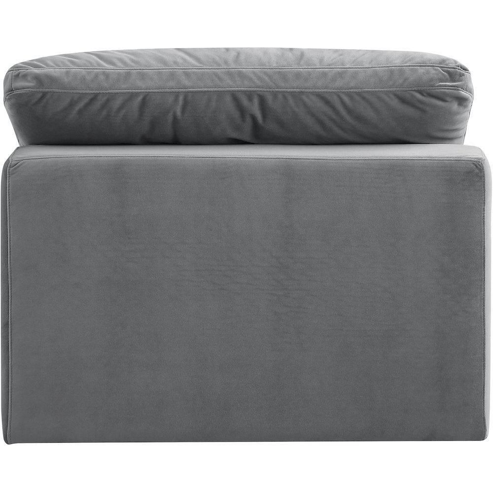 Comfy Grey Velvet Modular Armless Chair. Picture 3