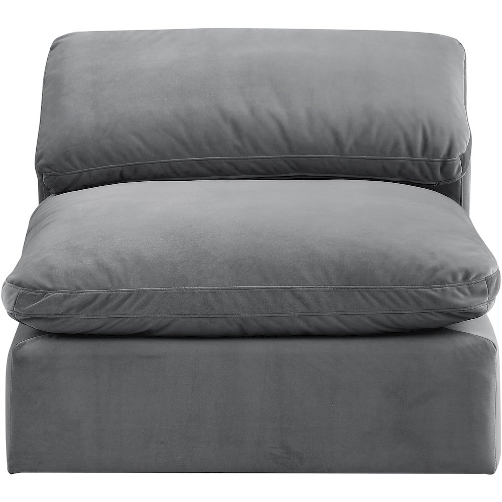 Comfy Grey Velvet Modular Armless Chair. Picture 4