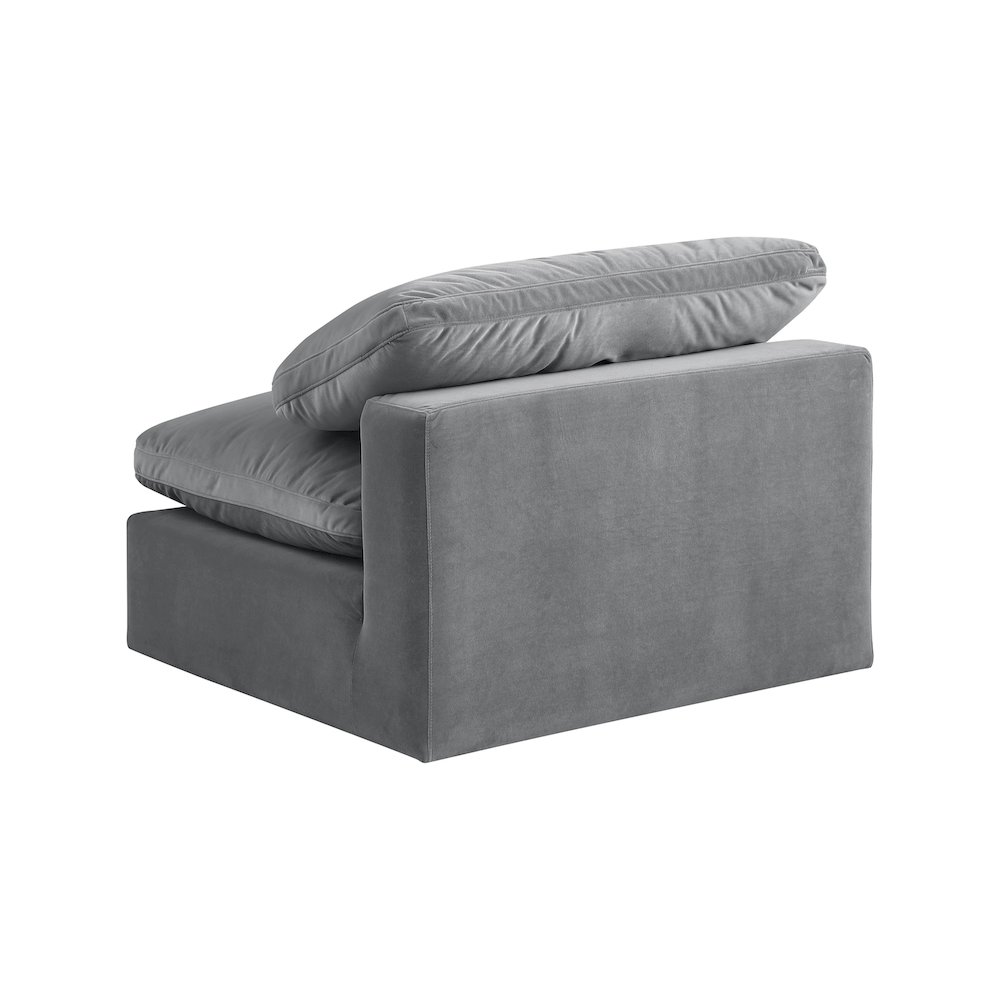 Comfy Grey Velvet Modular Armless Chair. Picture 6