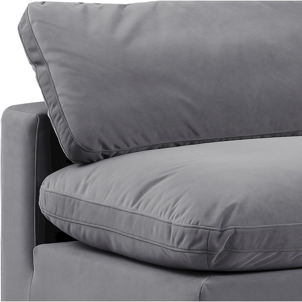 Comfy Grey Velvet Modular Armless Chair. Picture 8