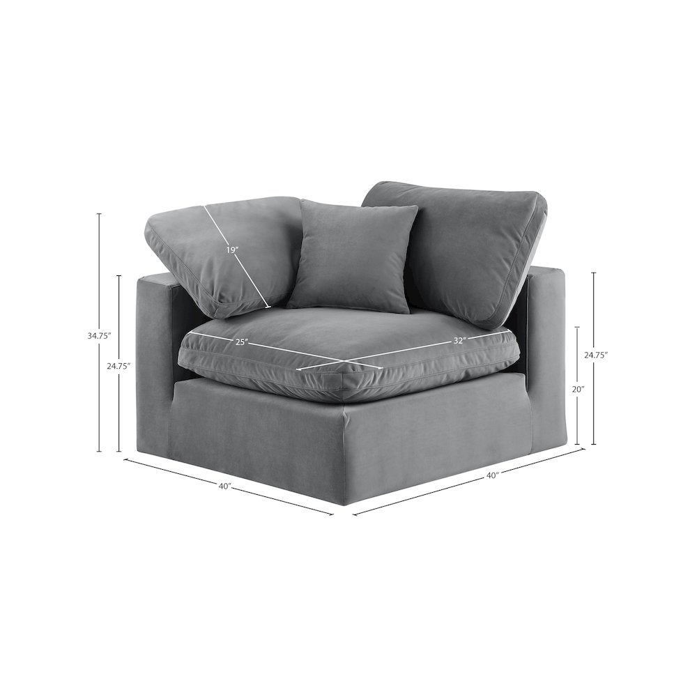 Comfy Grey Velvet Modular Corner Chair. Picture 12