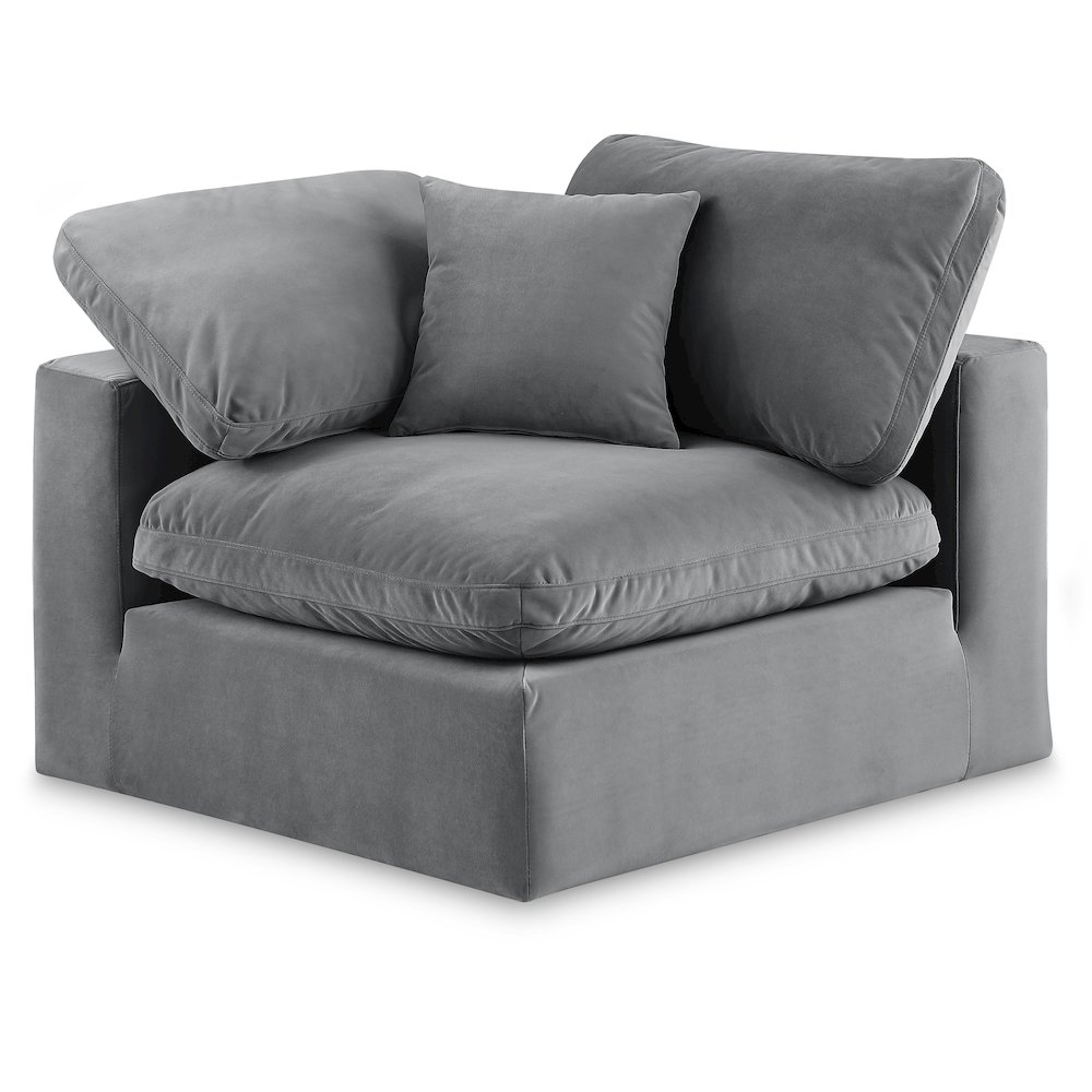 Comfy Grey Velvet Modular Corner Chair. Picture 1