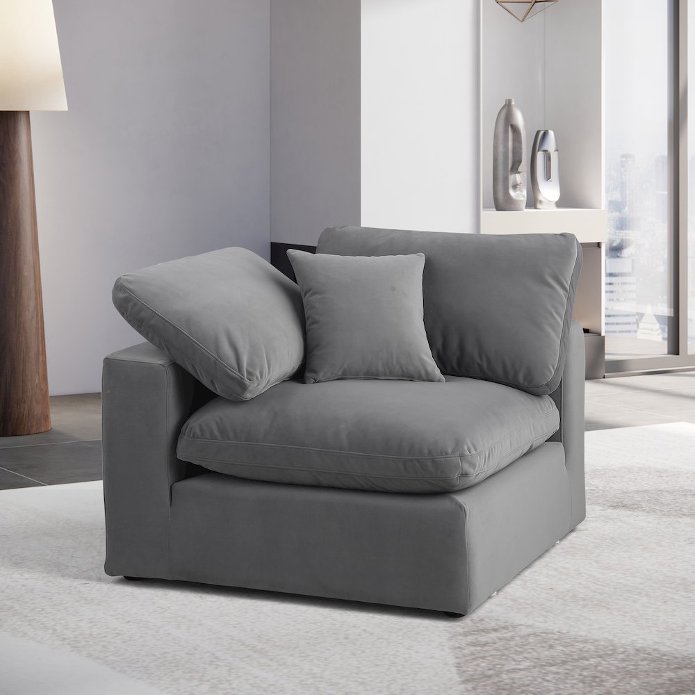 Comfy Grey Velvet Modular Corner Chair. Picture 2