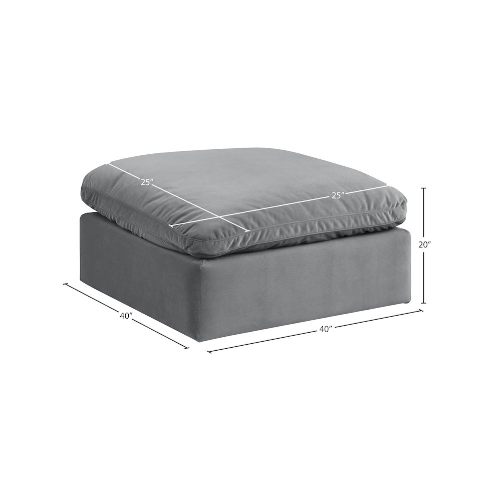 Comfy Grey Velvet Modular Ottoman. Picture 5