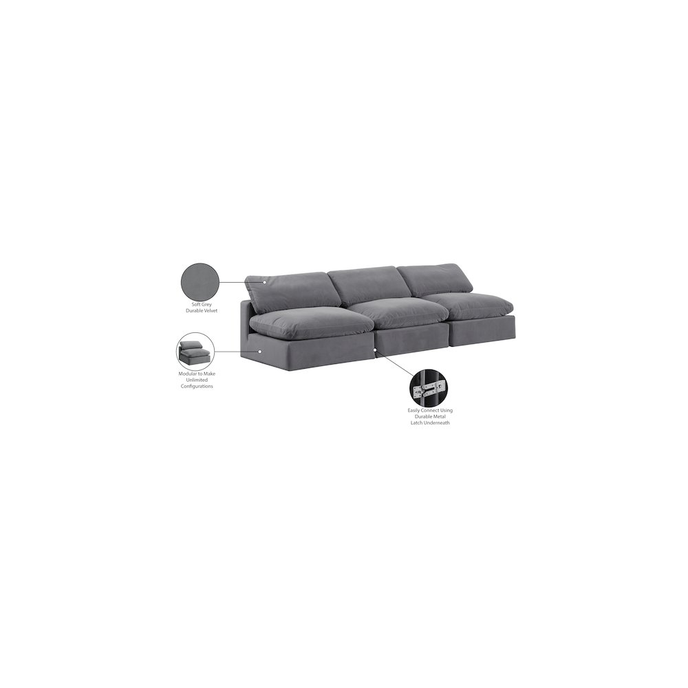 Comfy Grey Velvet Modular Sofa. Picture 10