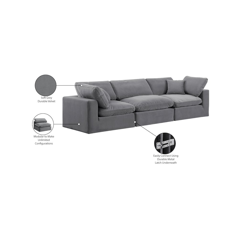 Comfy Grey Velvet Modular Sofa. Picture 11