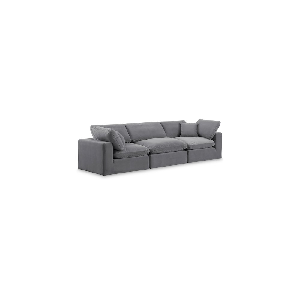 Comfy Grey Velvet Modular Sofa. Picture 1