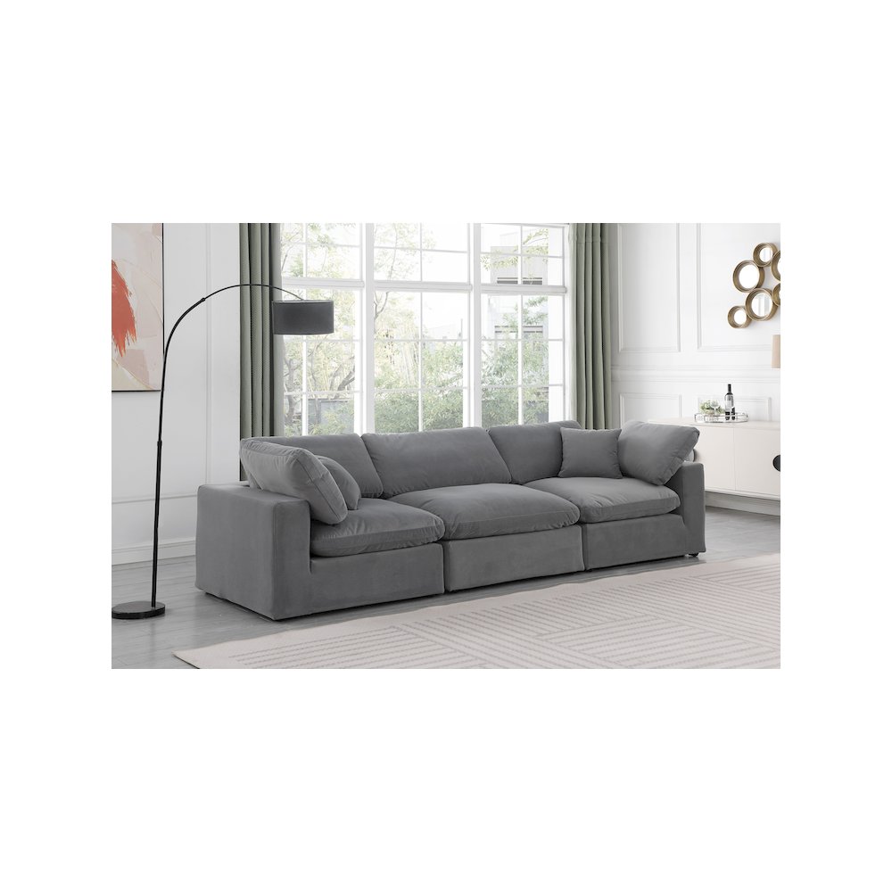 Comfy Grey Velvet Modular Sofa. Picture 2