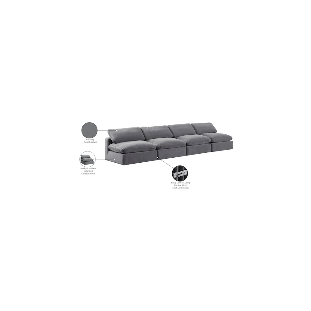 Comfy Grey Velvet Modular Sofa. Picture 10