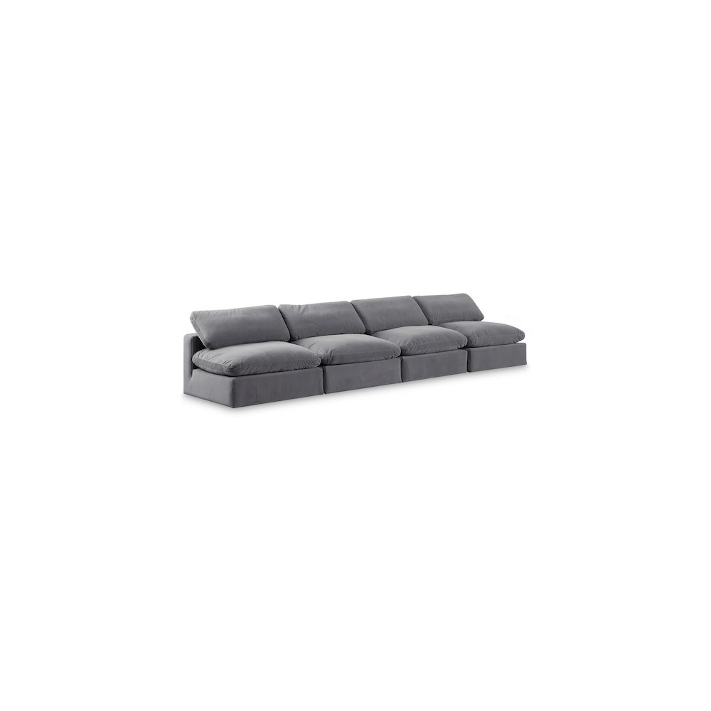 Comfy Grey Velvet Modular Sofa. Picture 1