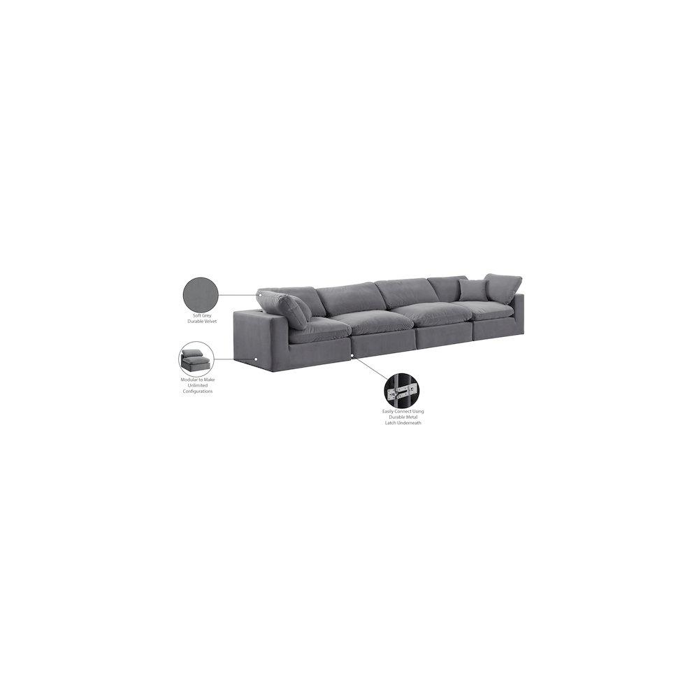 Comfy Grey Velvet Modular Sofa. Picture 11