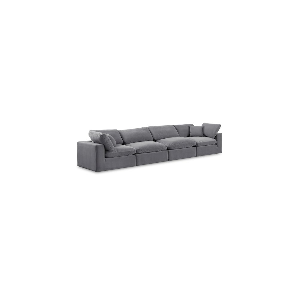 Comfy Grey Velvet Modular Sofa. Picture 1