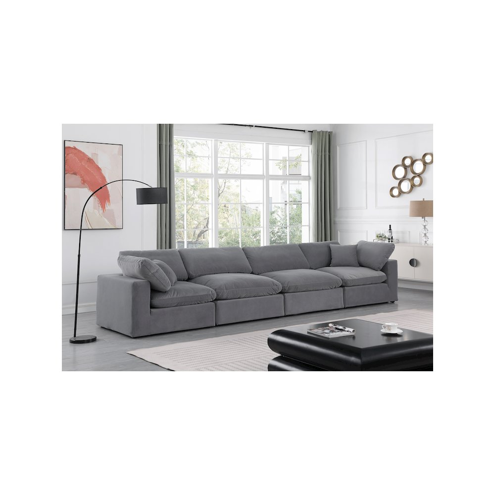 Comfy Grey Velvet Modular Sofa. Picture 2