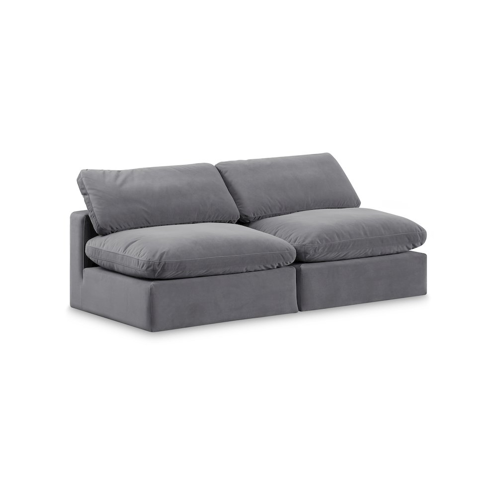 Comfy Grey Velvet Modular Sofa. Picture 1