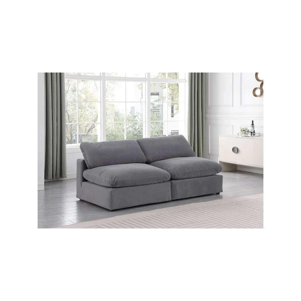 Comfy Grey Velvet Modular Sofa. Picture 2