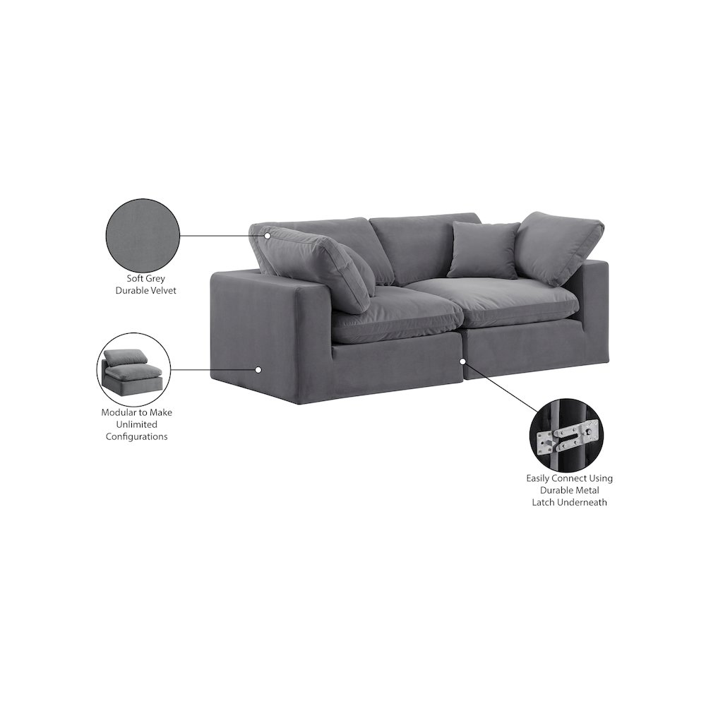 Comfy Grey Velvet Modular Sofa. Picture 11