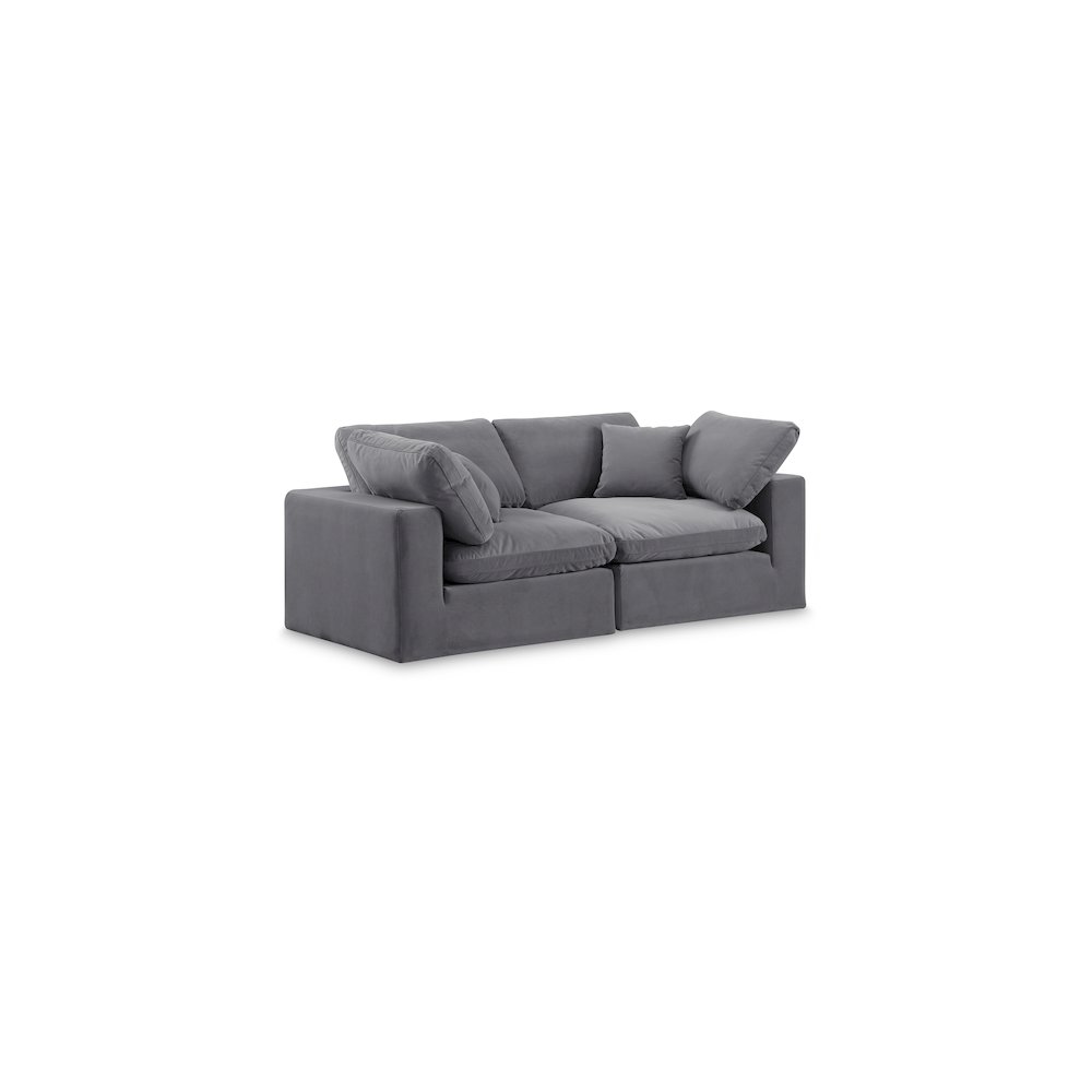 Comfy Grey Velvet Modular Sofa. Picture 1