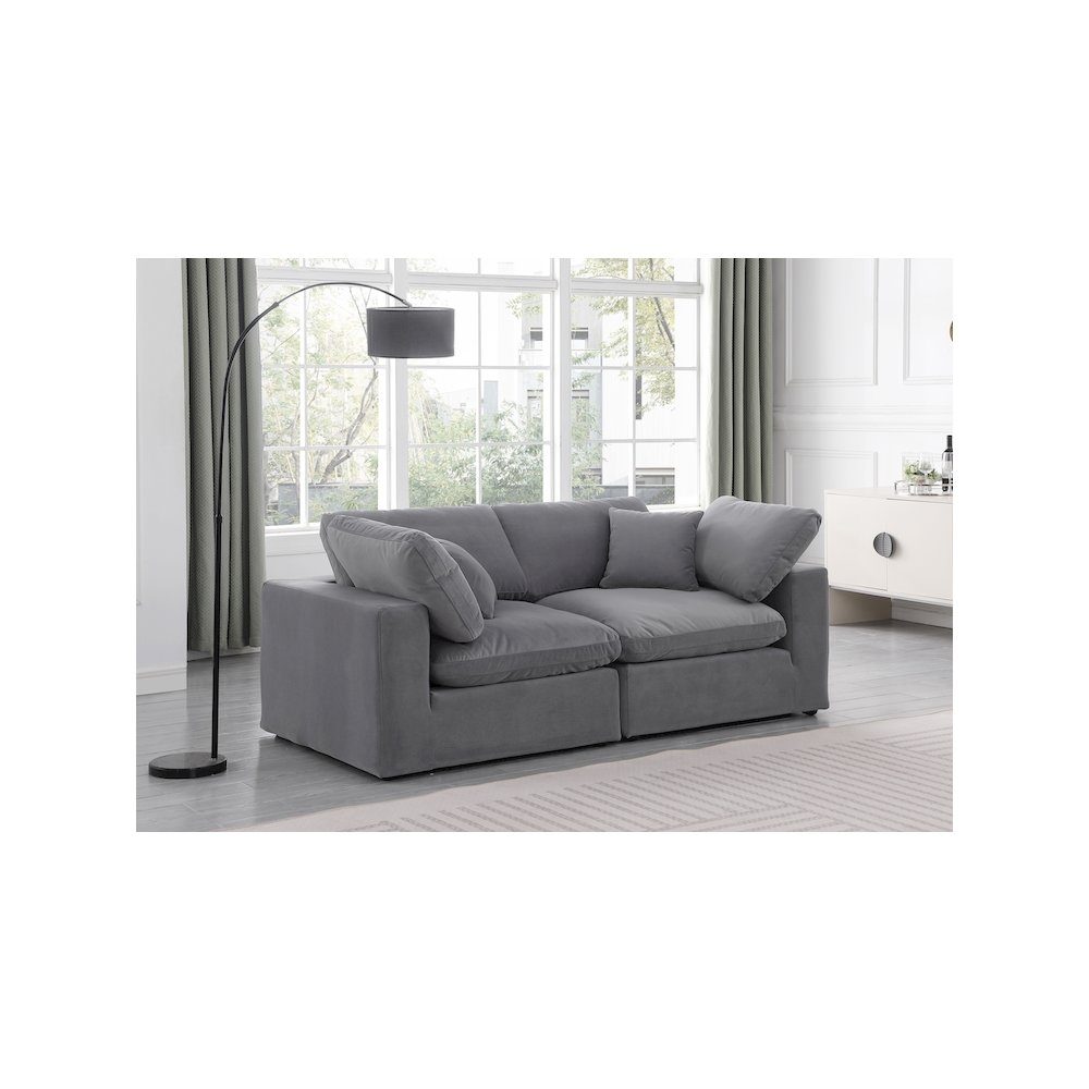 Comfy Grey Velvet Modular Sofa. Picture 2