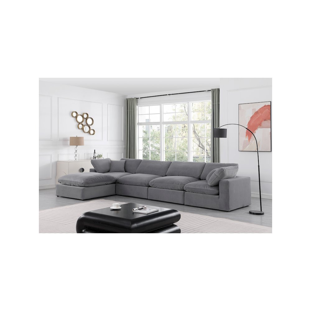 Comfy Grey Velvet Modular Sectional. Picture 3