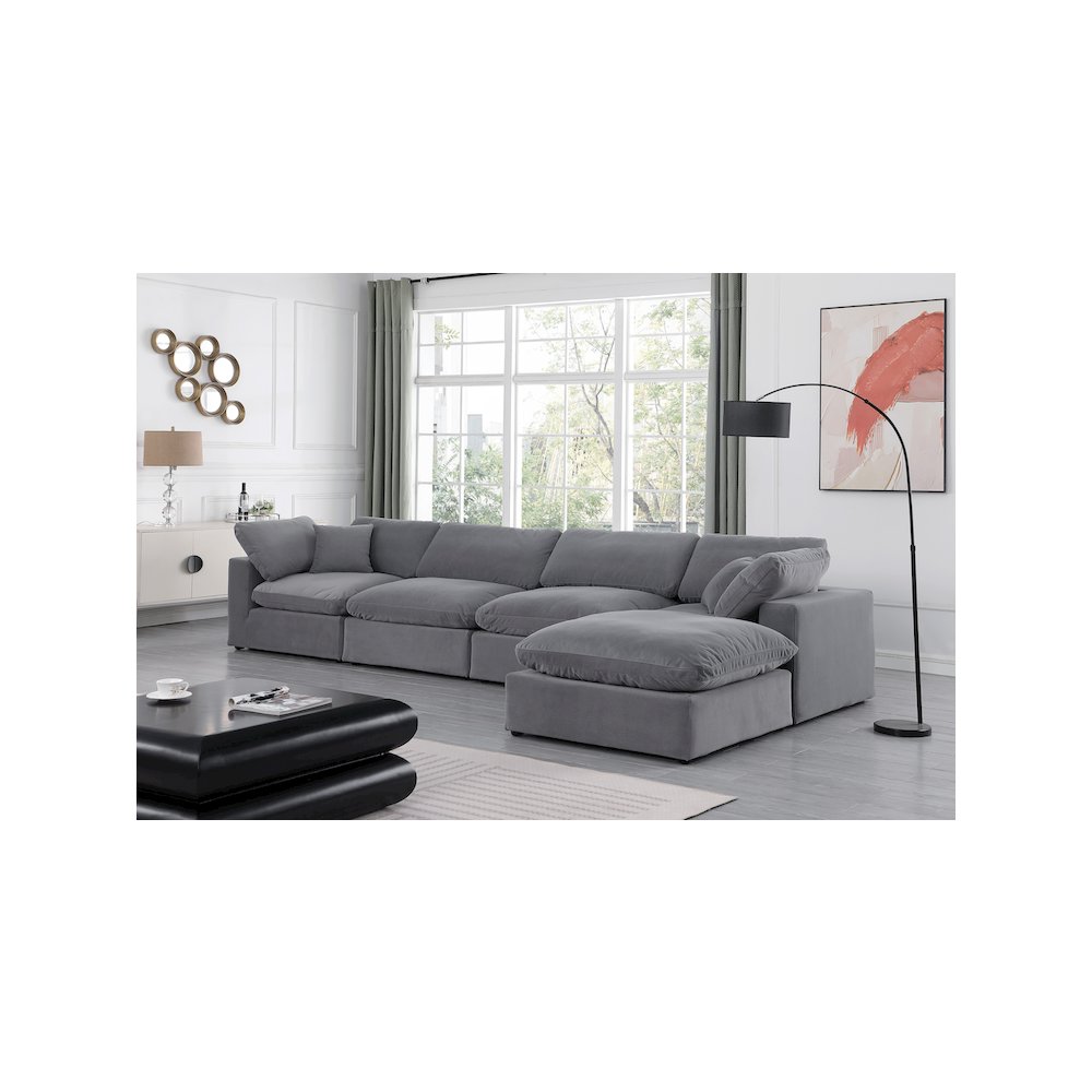 Comfy Grey Velvet Modular Sectional. Picture 4