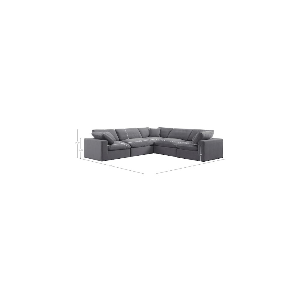 Comfy Grey Velvet Modular Sectional. Picture 10