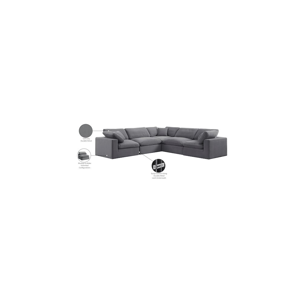 Comfy Grey Velvet Modular Sectional. Picture 11