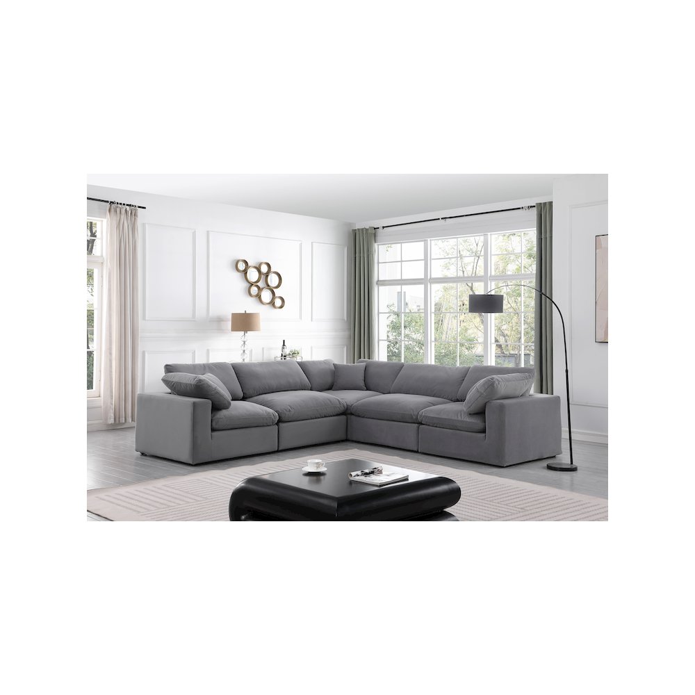 Comfy Grey Velvet Modular Sectional. Picture 2