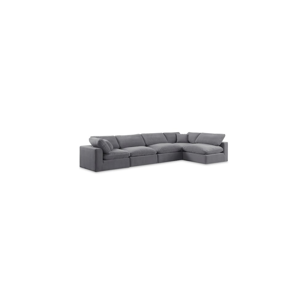 Comfy Grey Velvet Modular Sectional. Picture 1
