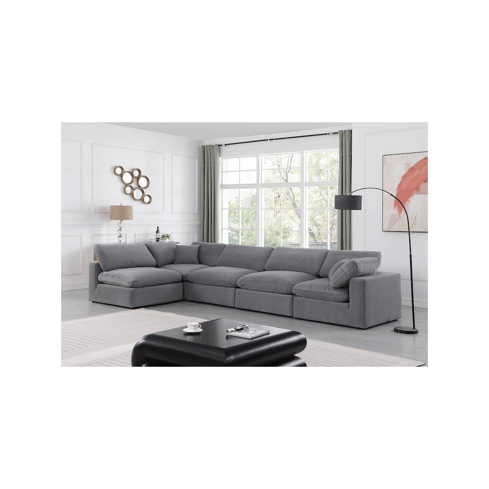 Comfy Grey Velvet Modular Sectional. Picture 3