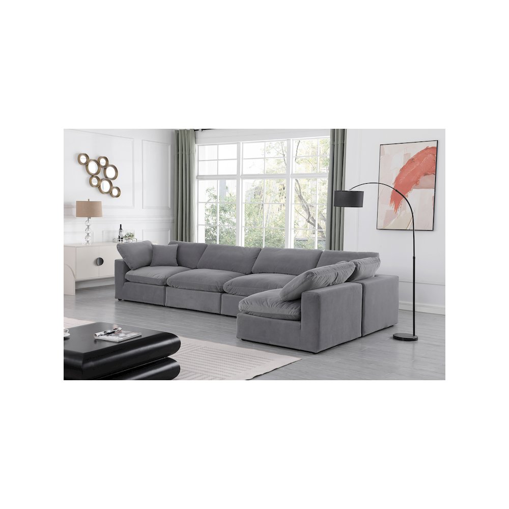 Comfy Grey Velvet Modular Sectional. Picture 4