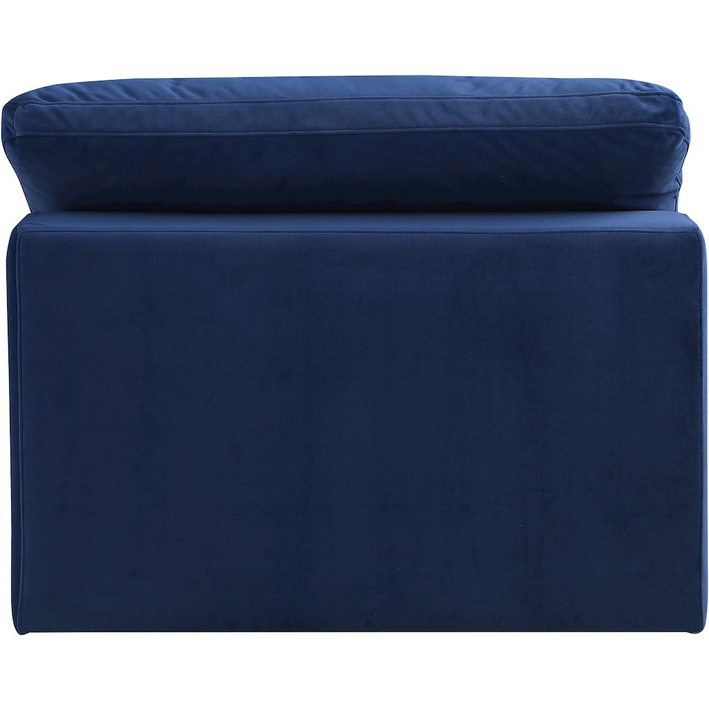 Comfy Navy Velvet Modular Armless Chair. Picture 3