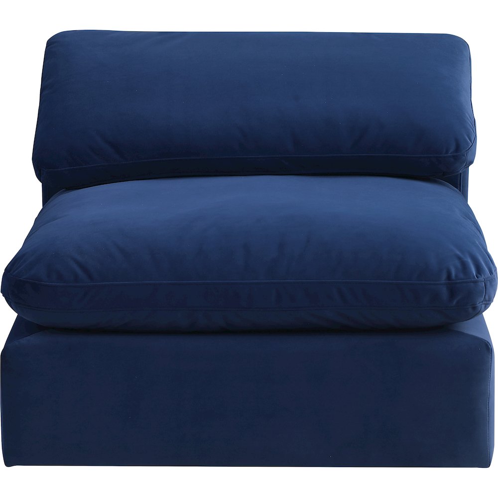 Comfy Navy Velvet Modular Armless Chair. Picture 4