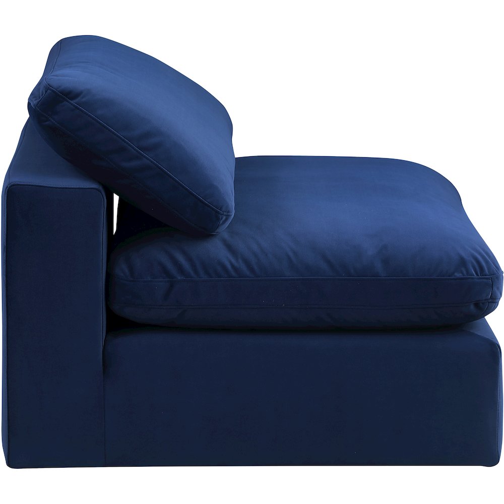 Comfy Navy Velvet Modular Armless Chair. Picture 5