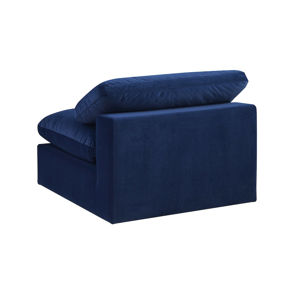 Comfy Navy Velvet Modular Armless Chair. Picture 6