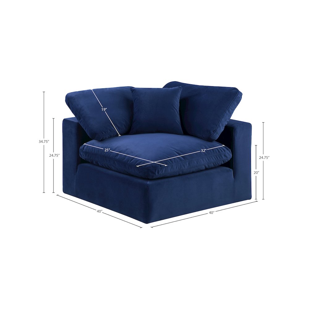 Comfy Navy Velvet Modular Corner Chair. Picture 12
