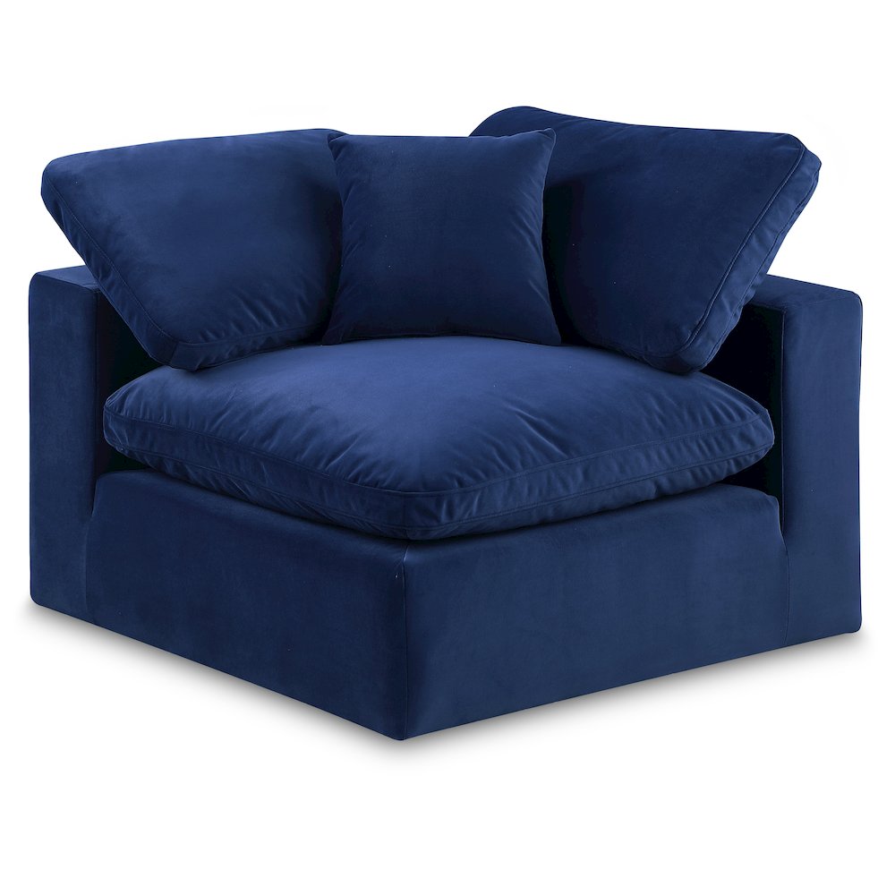 Comfy Navy Velvet Modular Corner Chair. Picture 1
