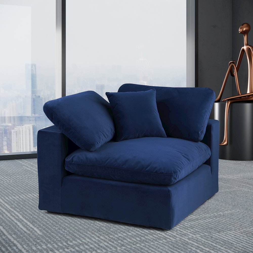 Comfy Navy Velvet Modular Corner Chair. Picture 2