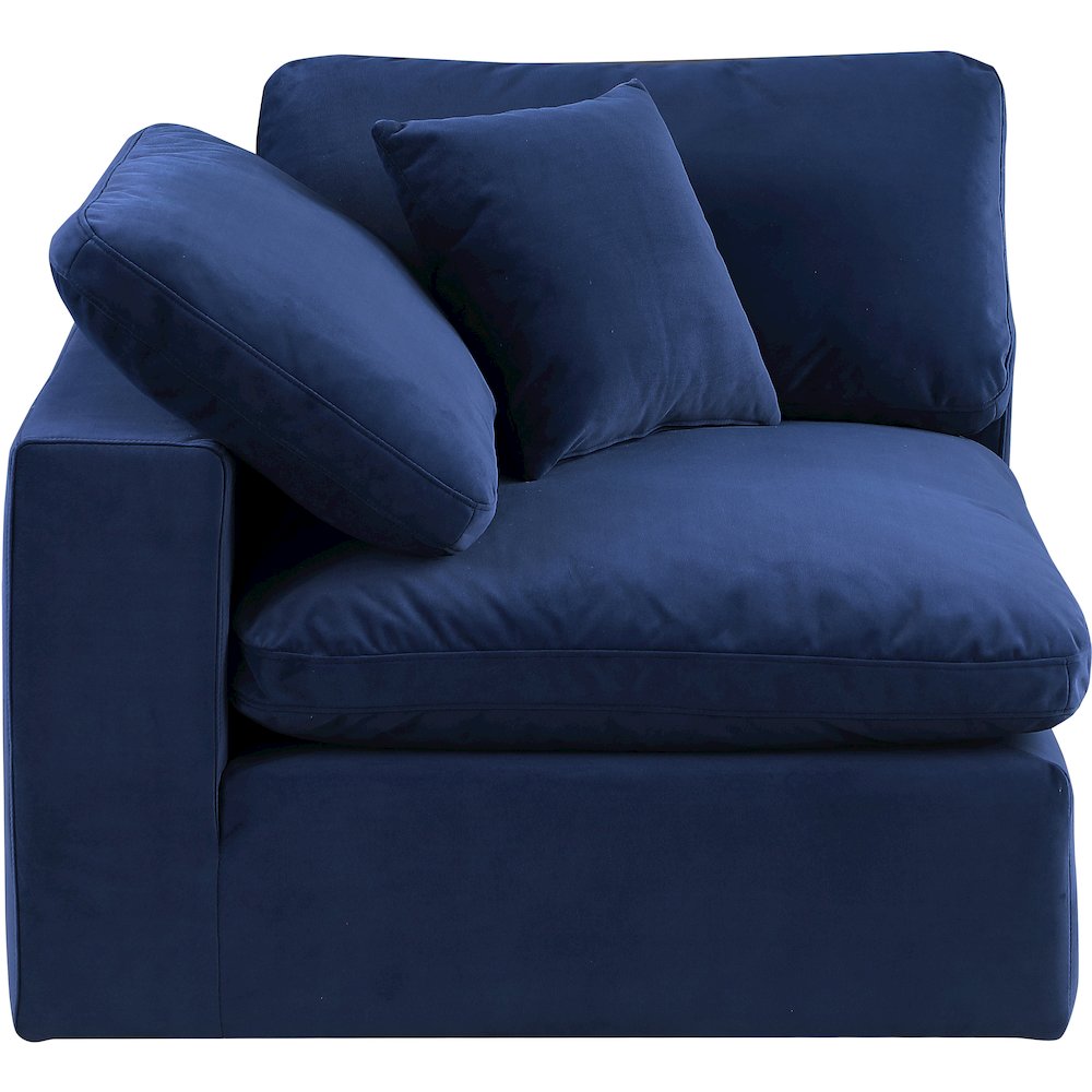 Comfy Navy Velvet Modular Corner Chair. Picture 4