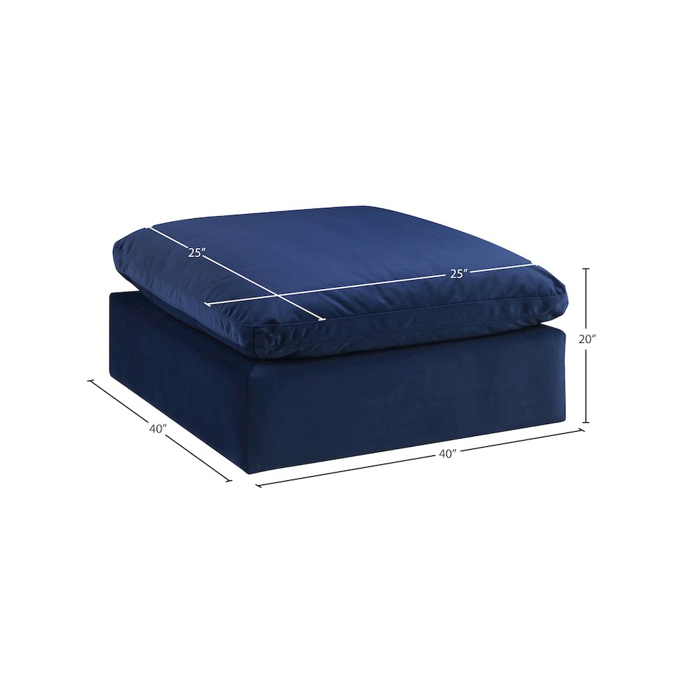 Comfy Navy Velvet Modular Ottoman. Picture 5