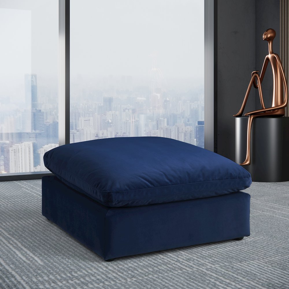 Comfy Navy Velvet Modular Ottoman. Picture 2