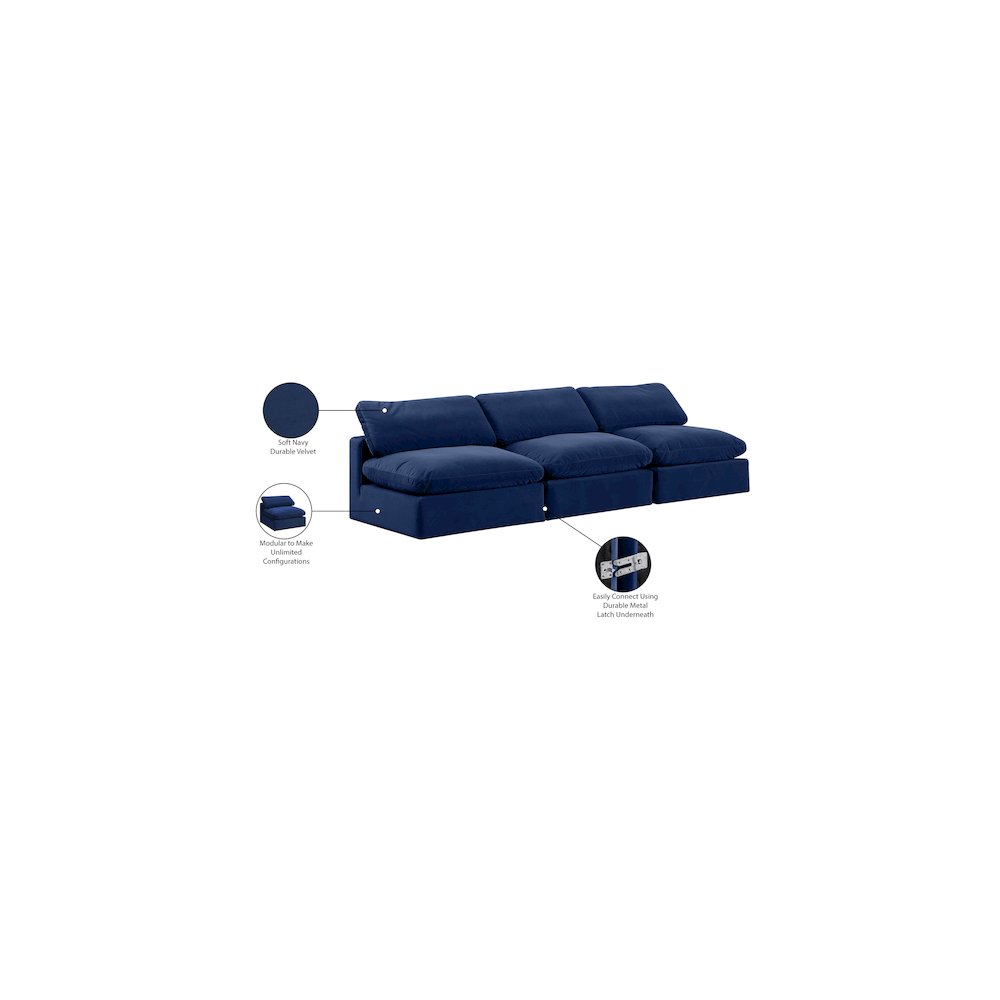 Comfy Navy Velvet Modular Sofa. Picture 10