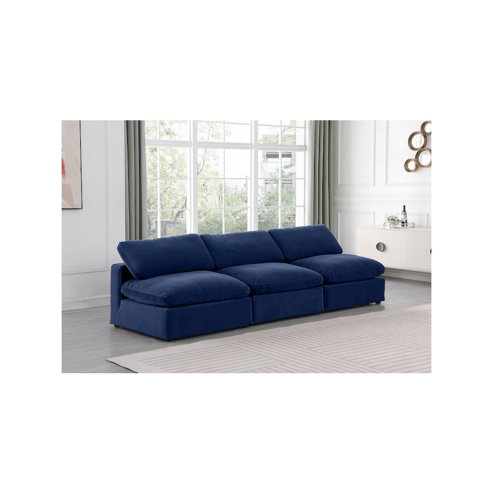 Comfy Navy Velvet Modular Sofa. Picture 2