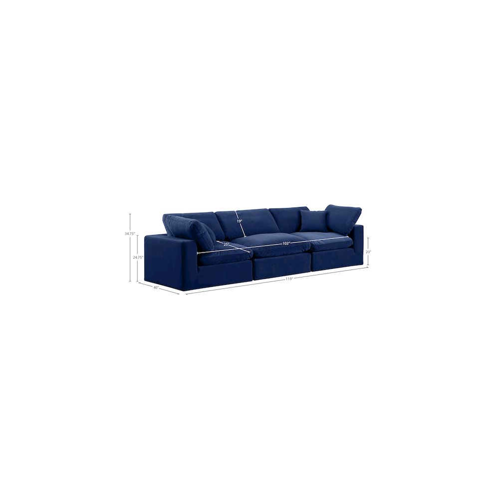 Comfy Navy Velvet Modular Sofa. Picture 10