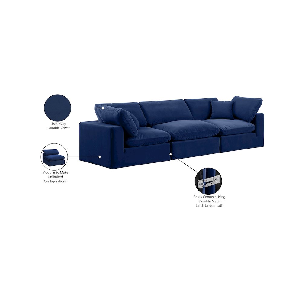 Comfy Navy Velvet Modular Sofa. Picture 11
