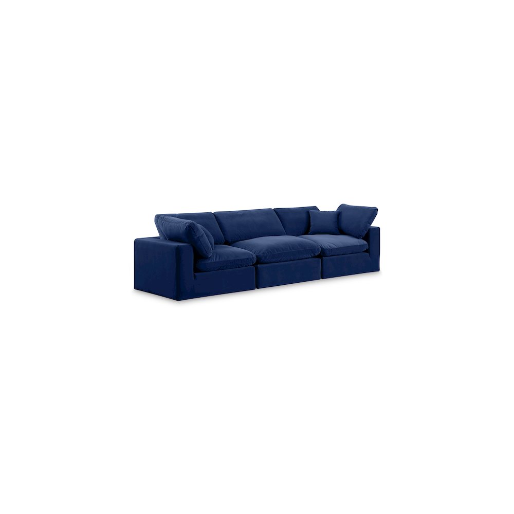 Comfy Navy Velvet Modular Sofa. Picture 1