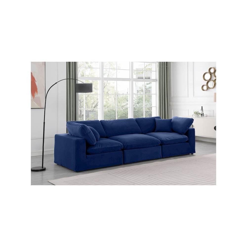 Comfy Navy Velvet Modular Sofa. Picture 2
